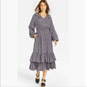 Boho Floral ruffle maxi dress Universal Thread purple soft flowy material size S